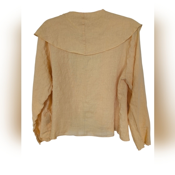 Heydari Linen Open Front Jacket Orange sz L - Picture 2 of 5